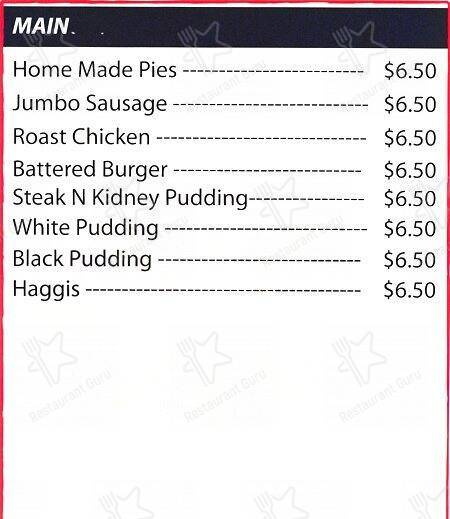 Oceans British Chip Shop меню
