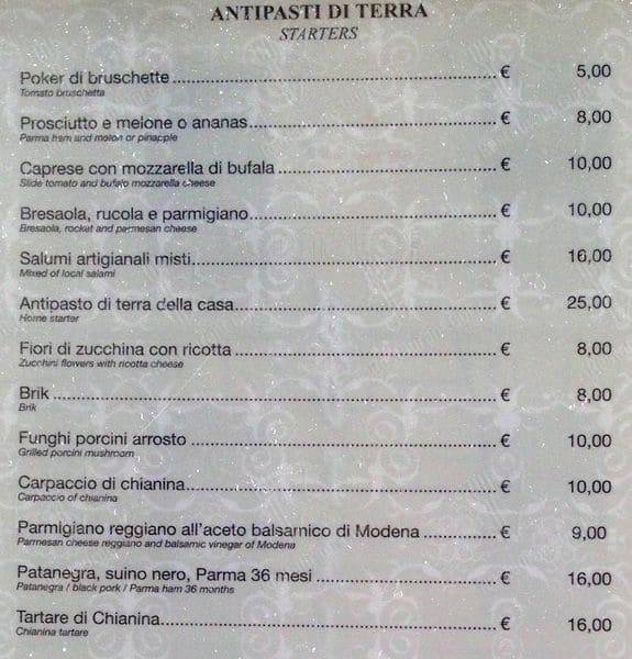 bar amore меню