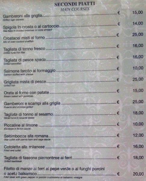bar amore меню