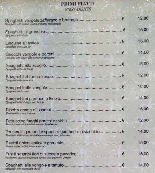 bar amore меню