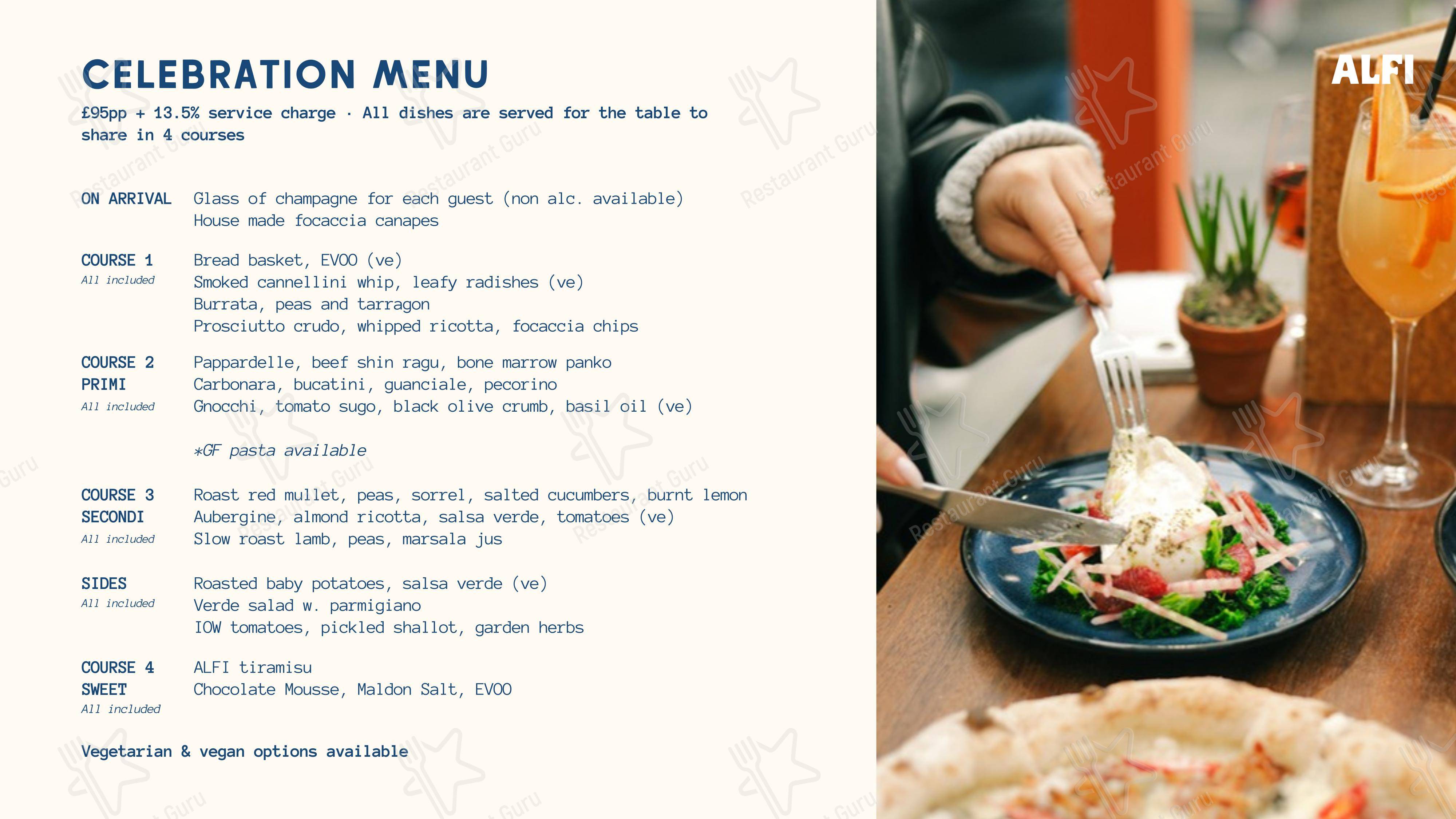 Меню ресторана ALFI Bar - Lunch Menu