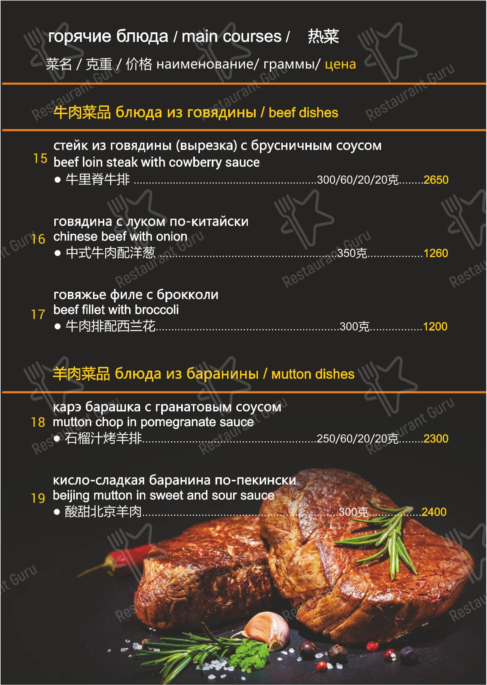 Меню кафе Appetite в Yakhroma