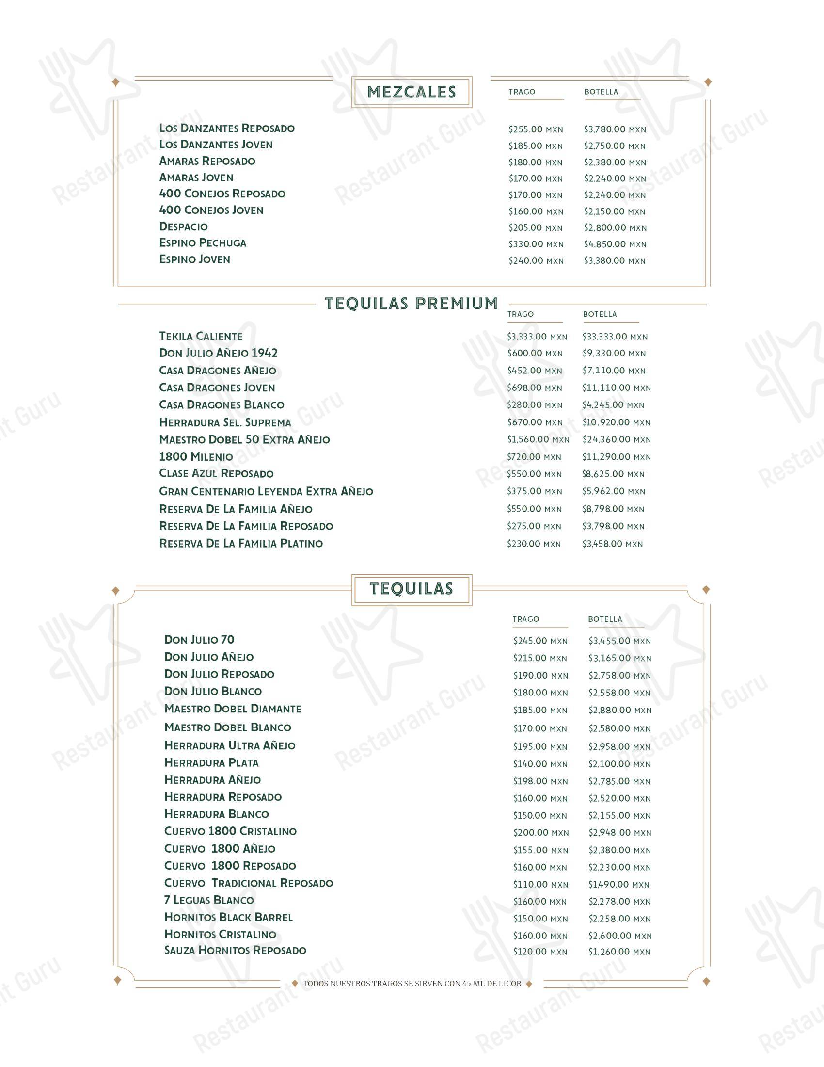 Меню Club H Restaurante Bar - блюда и напитки