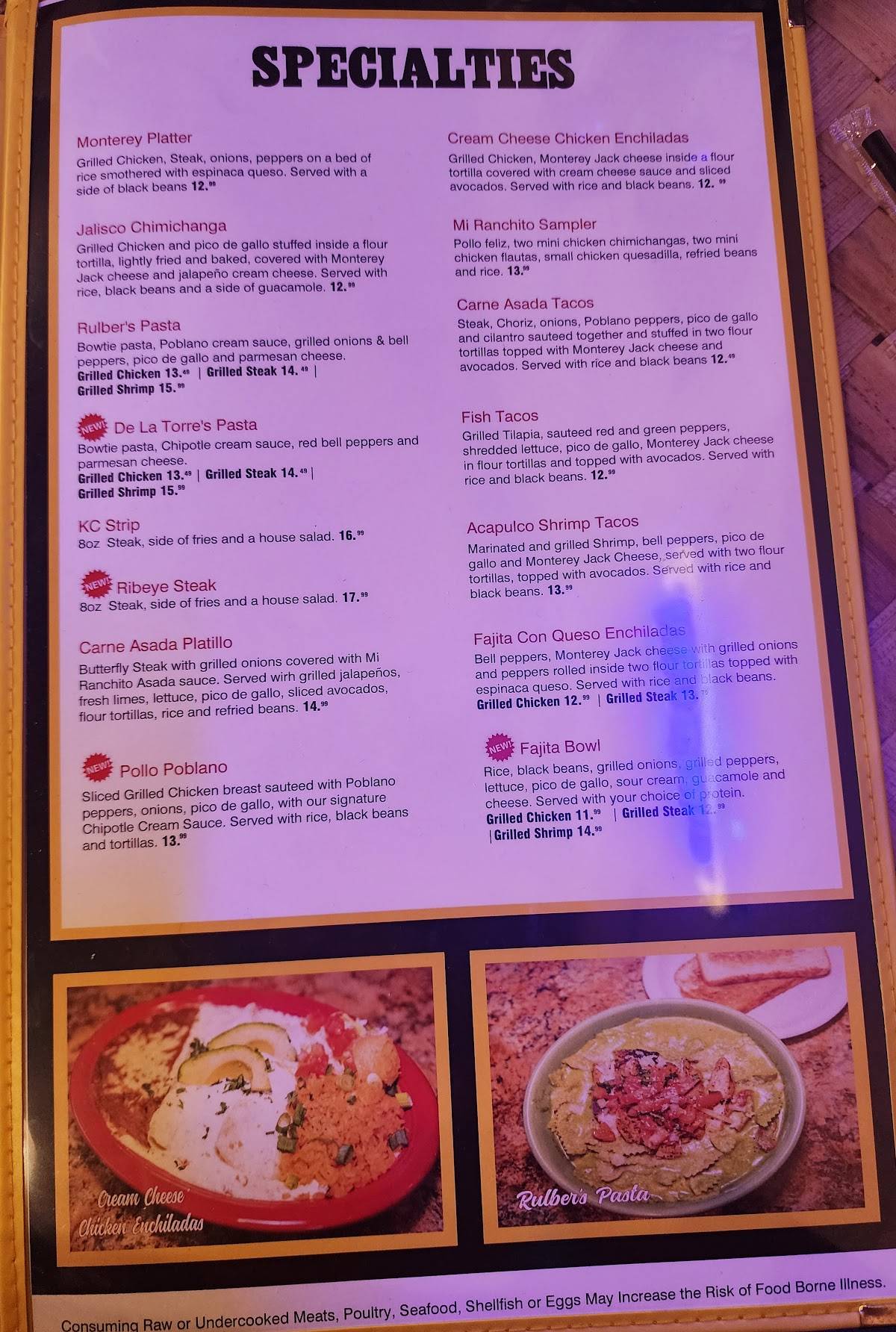 Mi Ranchito меню