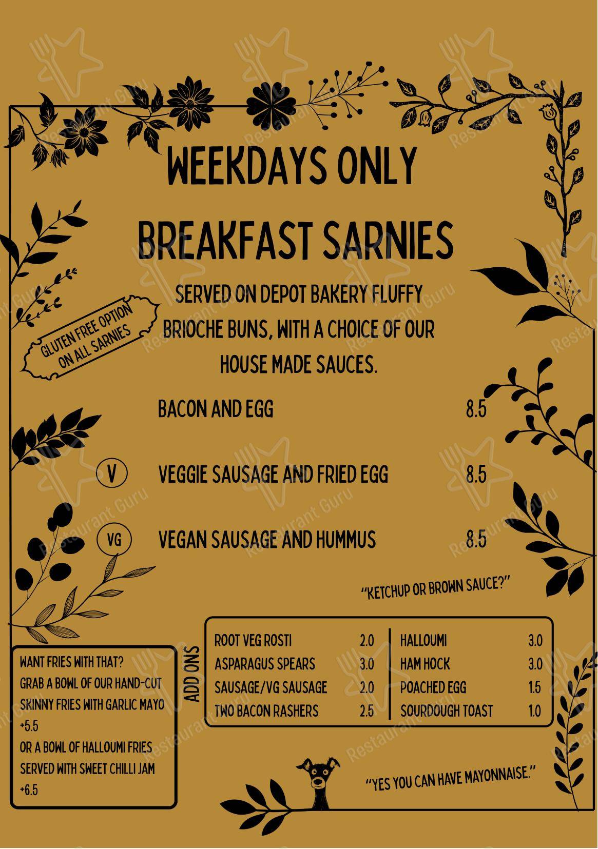 Меню ресторана Groke Coffee в Шеффилде