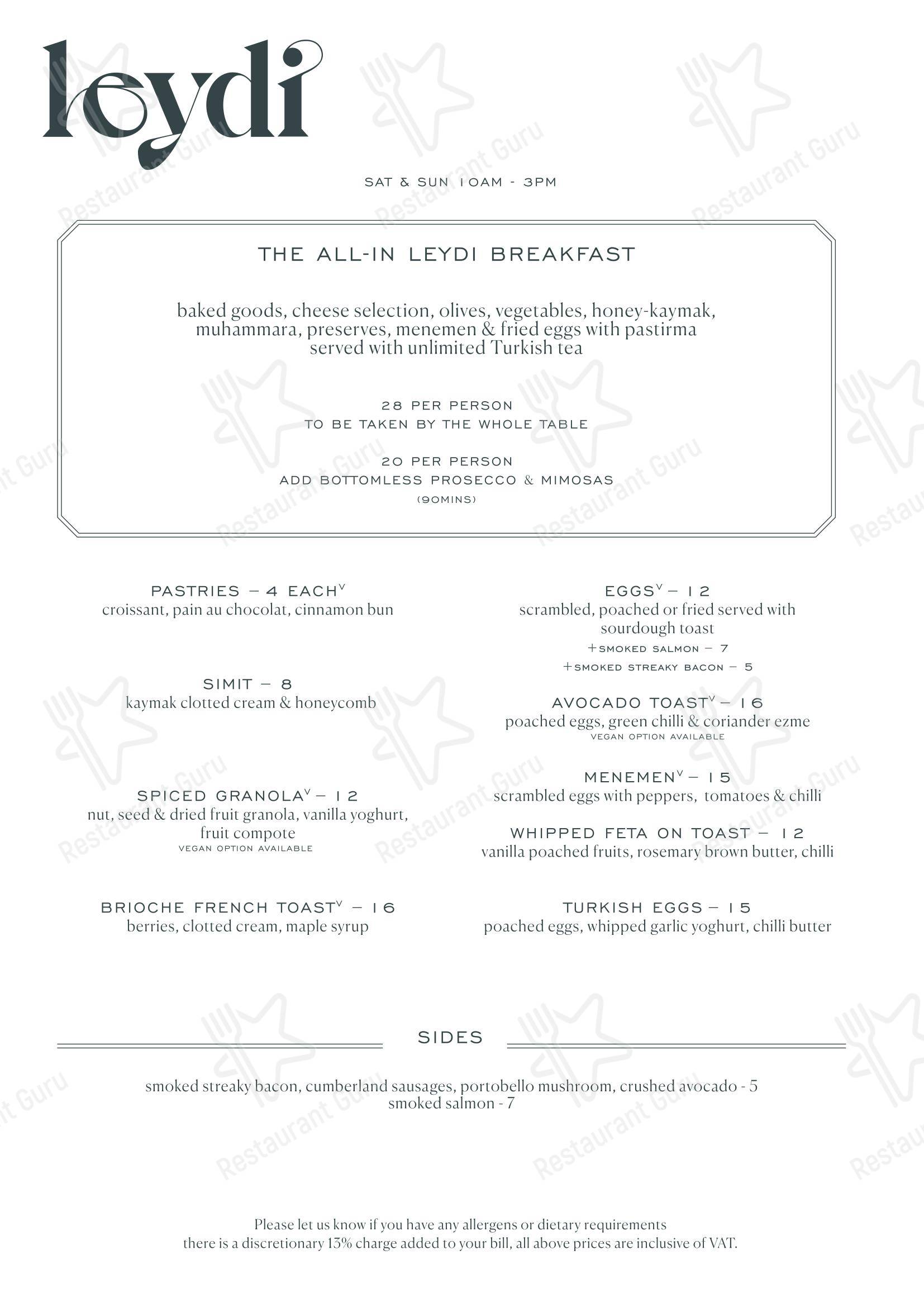 Меню ресторана LEYDI - Drink menu