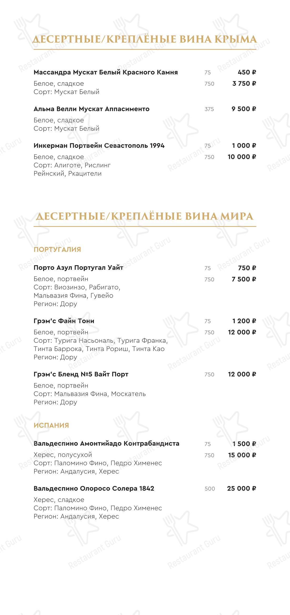 Меню ресторана Лучано - Ночное меню