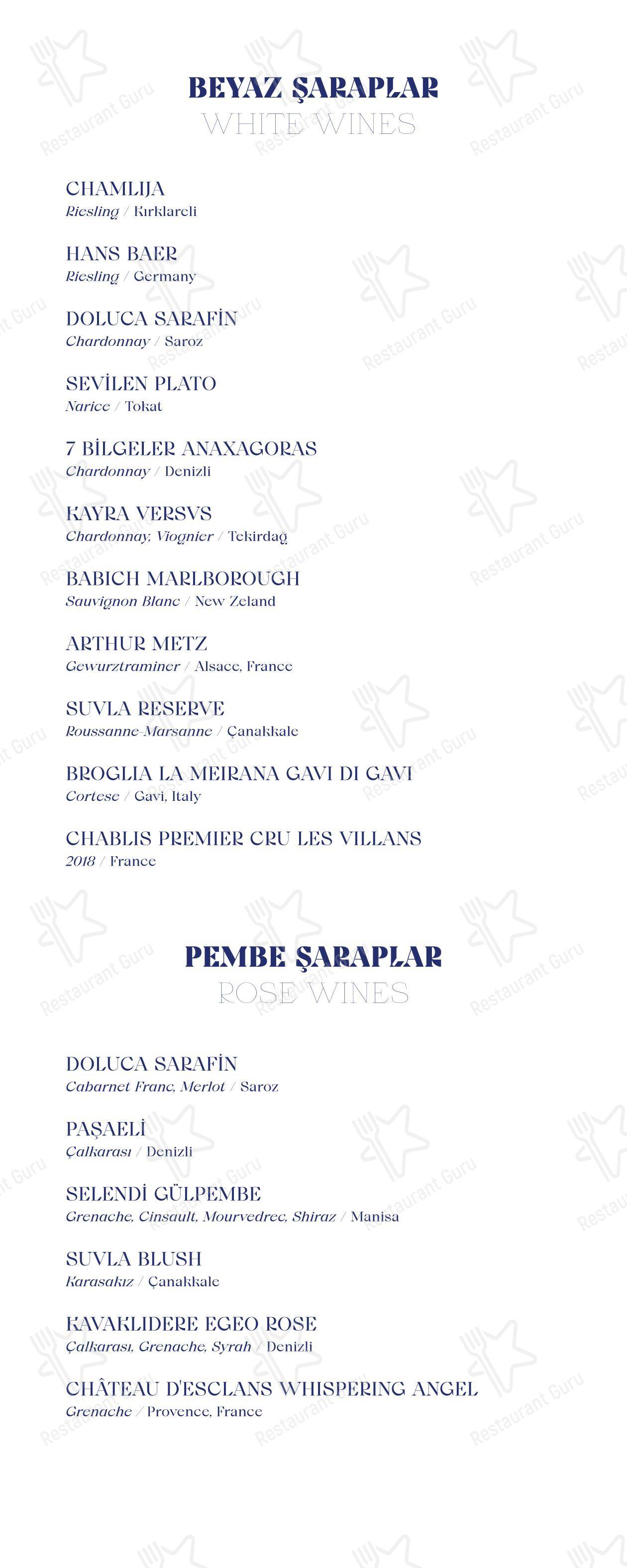 Lunch Menu ресторана Madera İstanbul в Стамбуле
