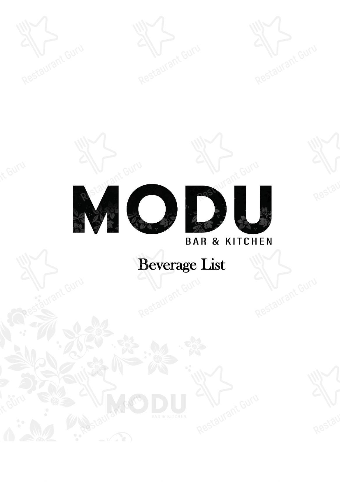 Меню паба и бара Modu Bar & Kitchen