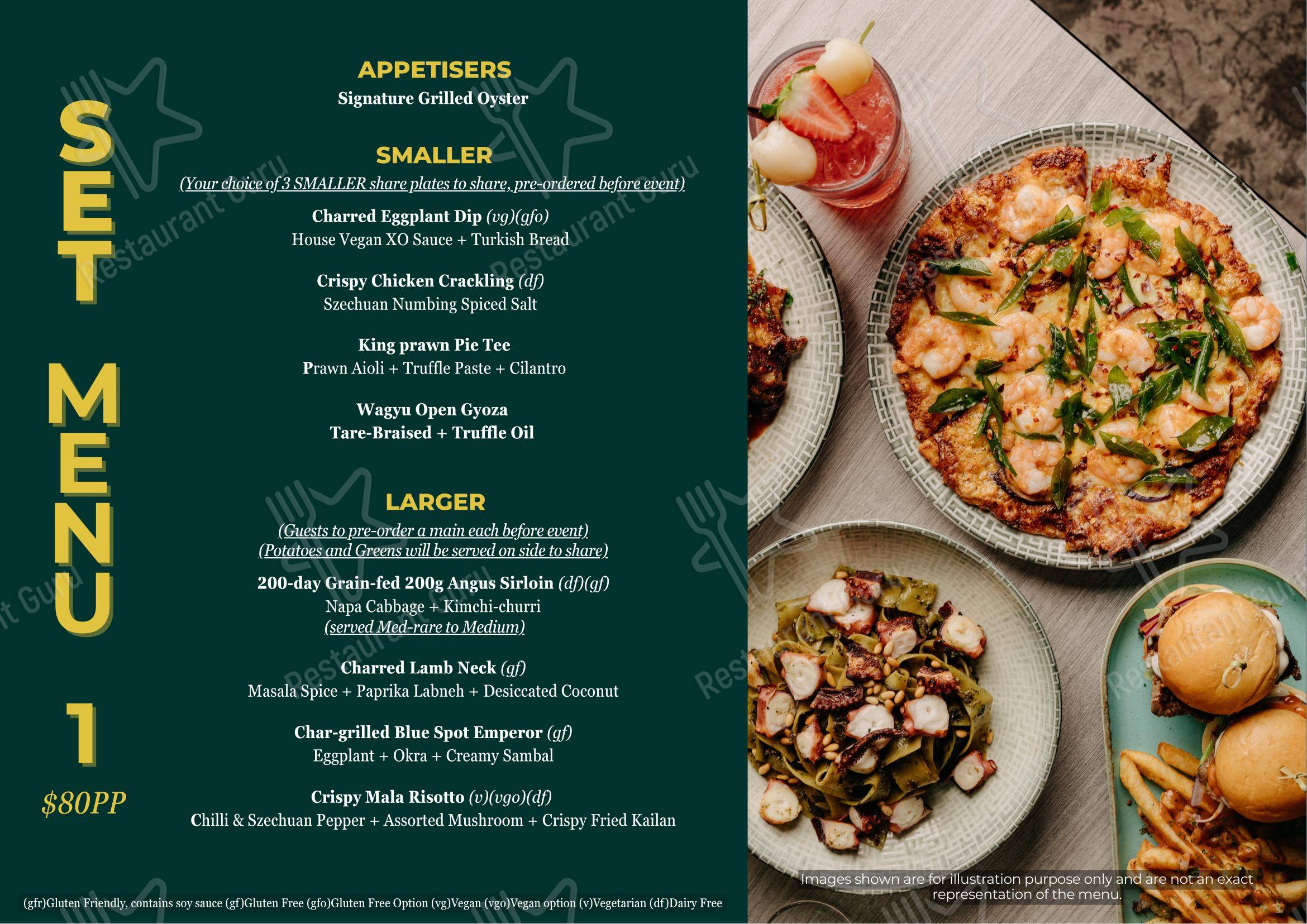 Modu Bar & Kitchen в Перте - Основное меню