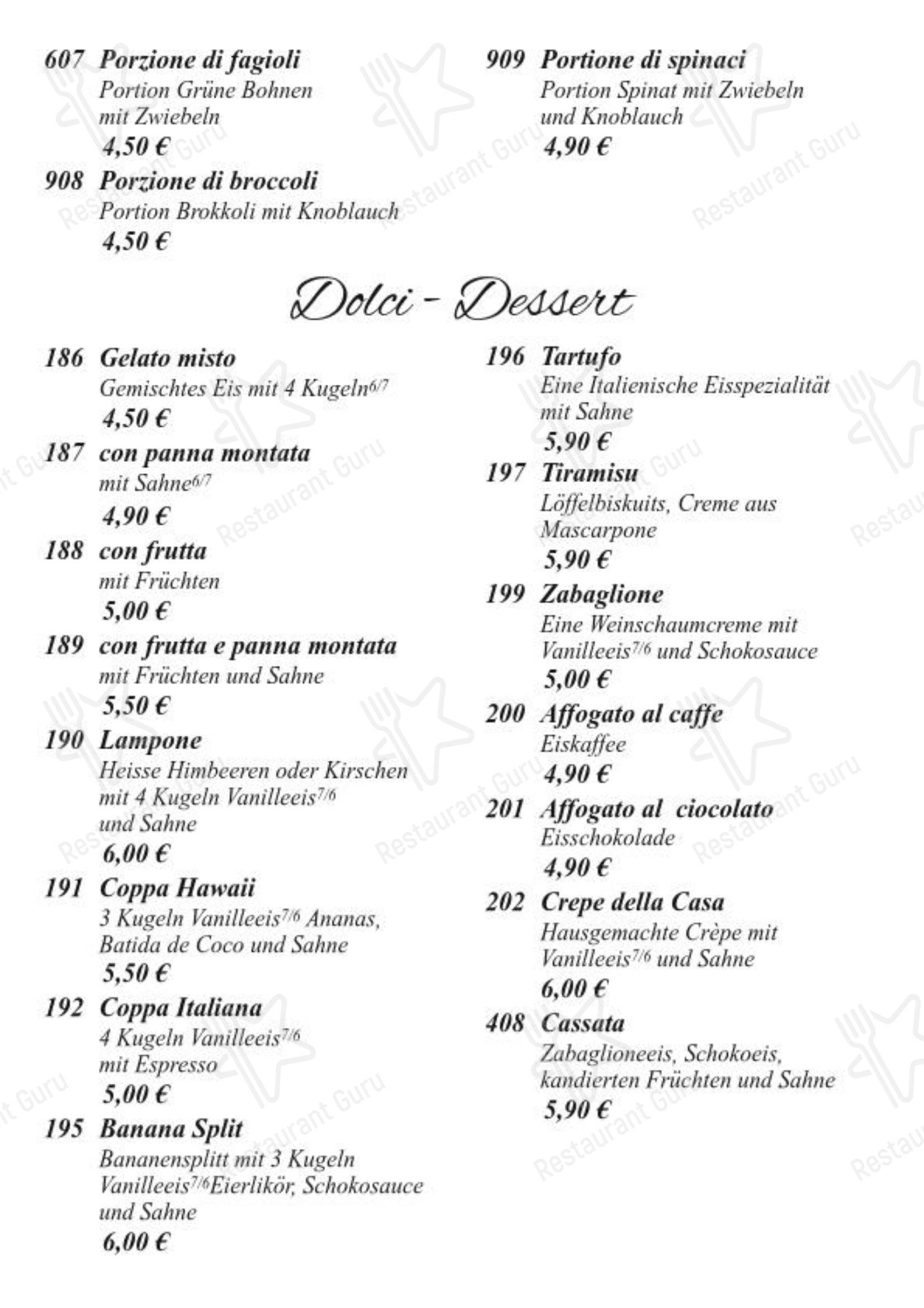 菜单 ресторана Ristorante Sempre
