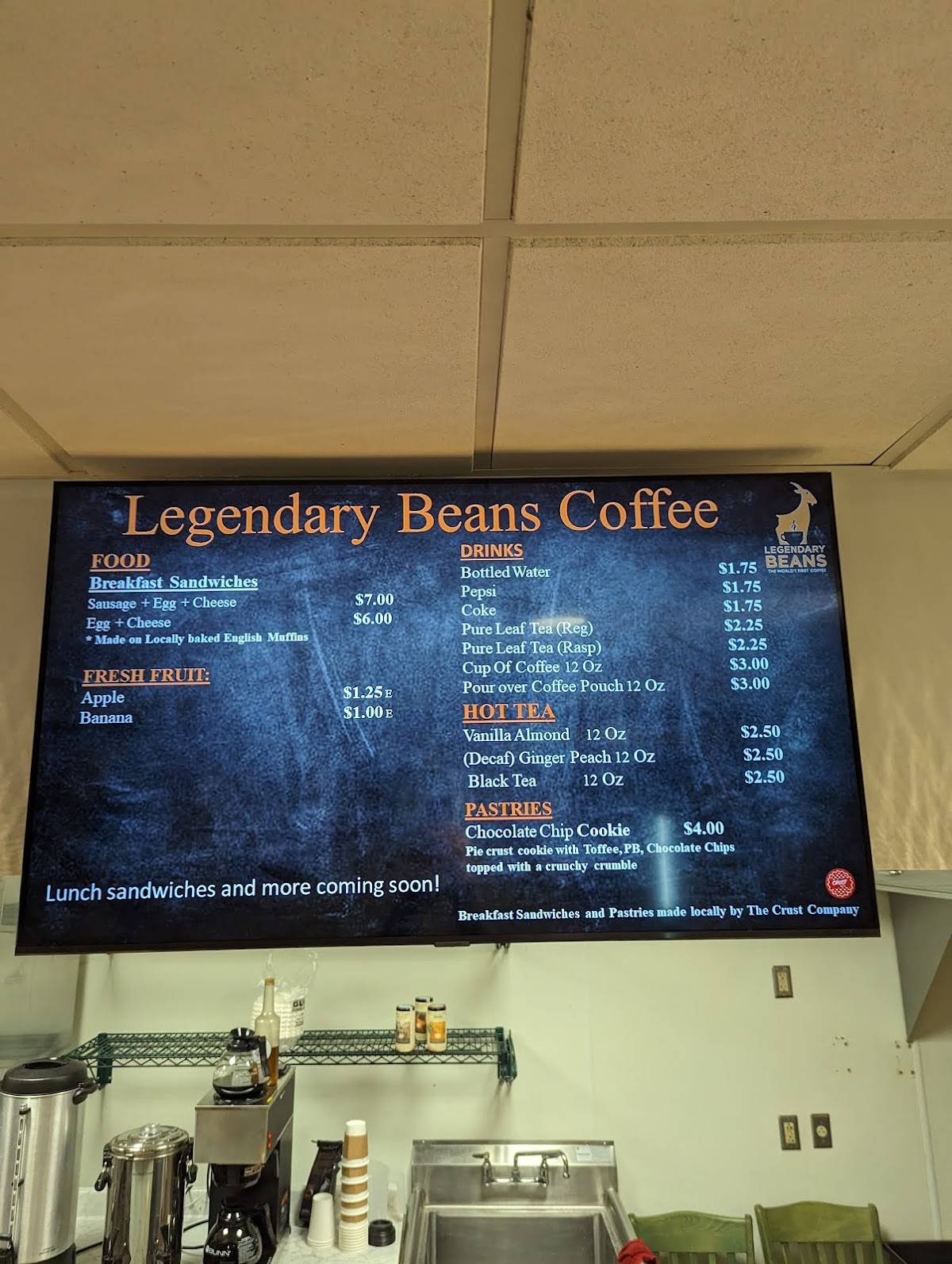 Legendary Beans Coffee меню