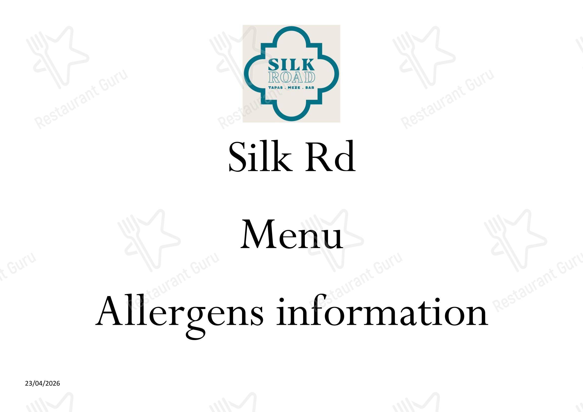 Меню ресторана Silk Rd Restaurant Heswall