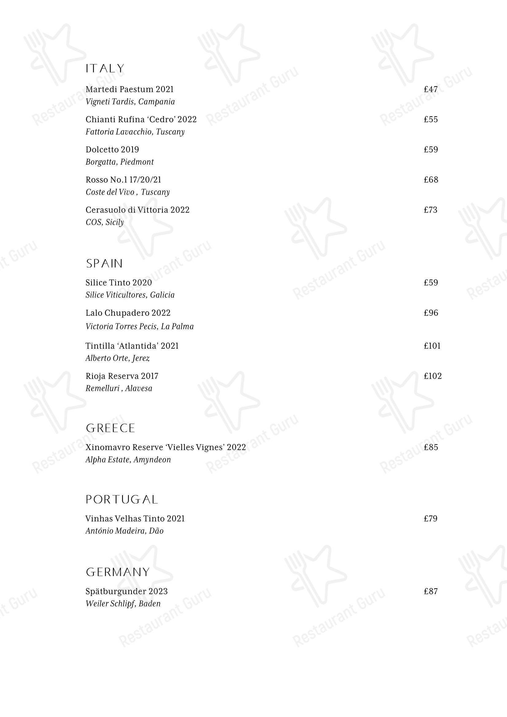 Меню ресторана Spring Restaurant - 菜单