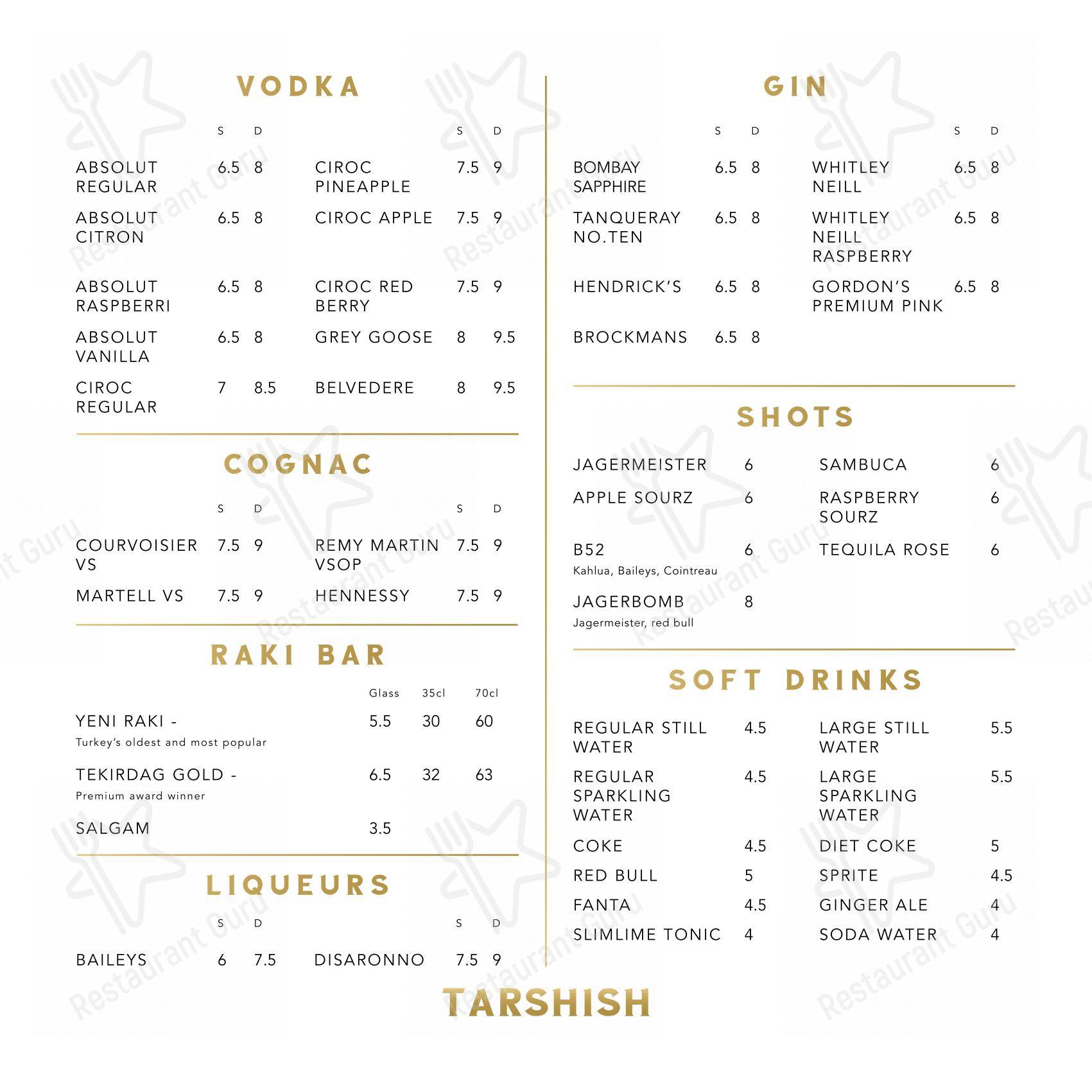 Меню ресторана Tarshish - Lunch Menu