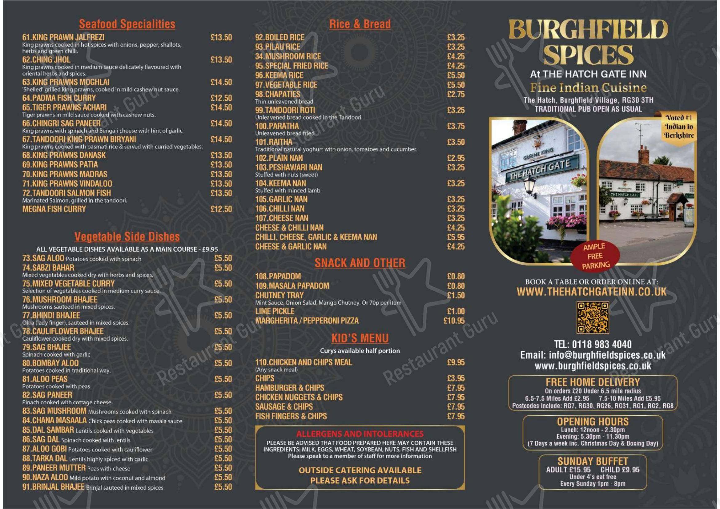 The Hatch Gate Inn в Рединге - 菜单