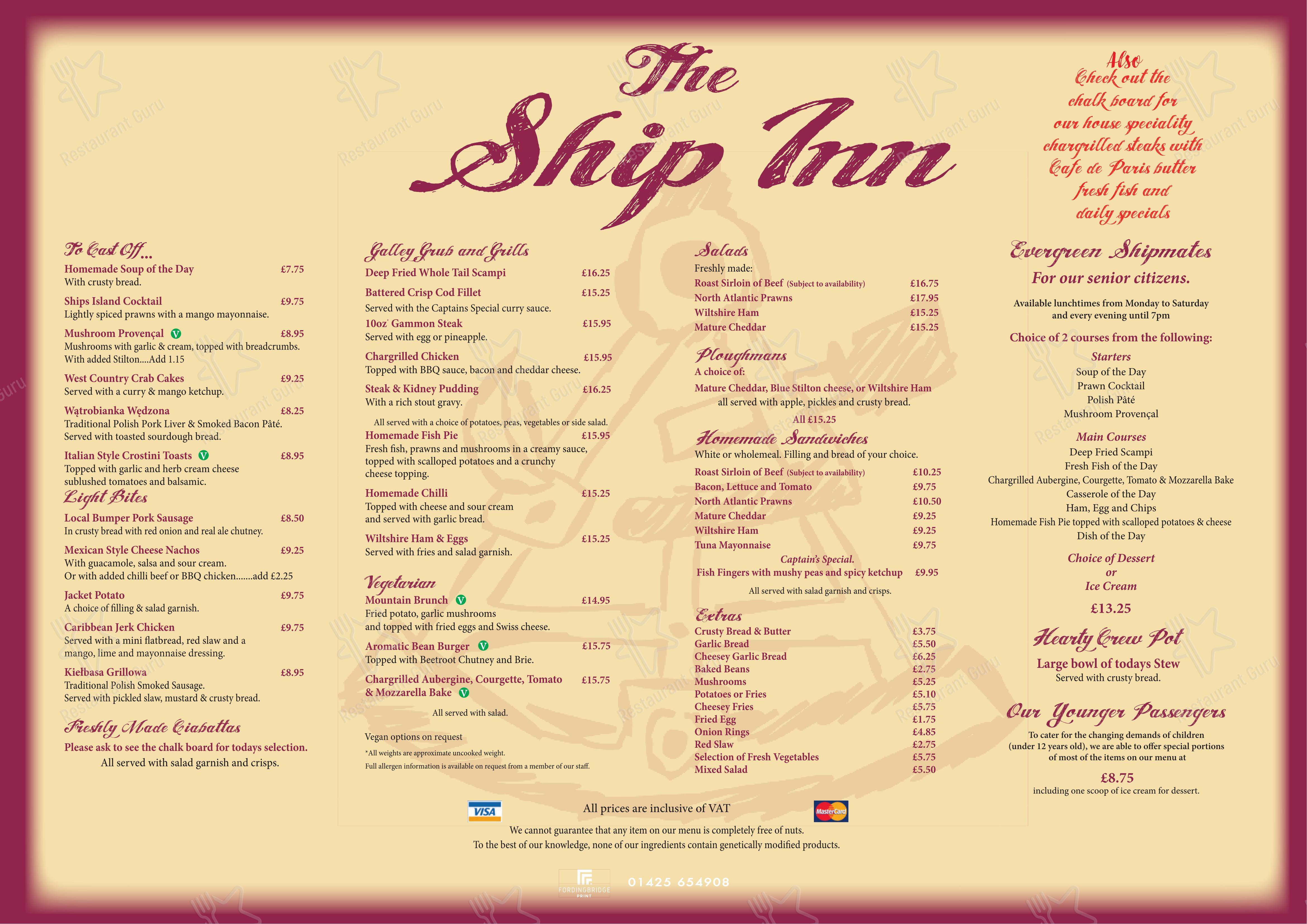 Меню ресторана The Ship Inn - Меню