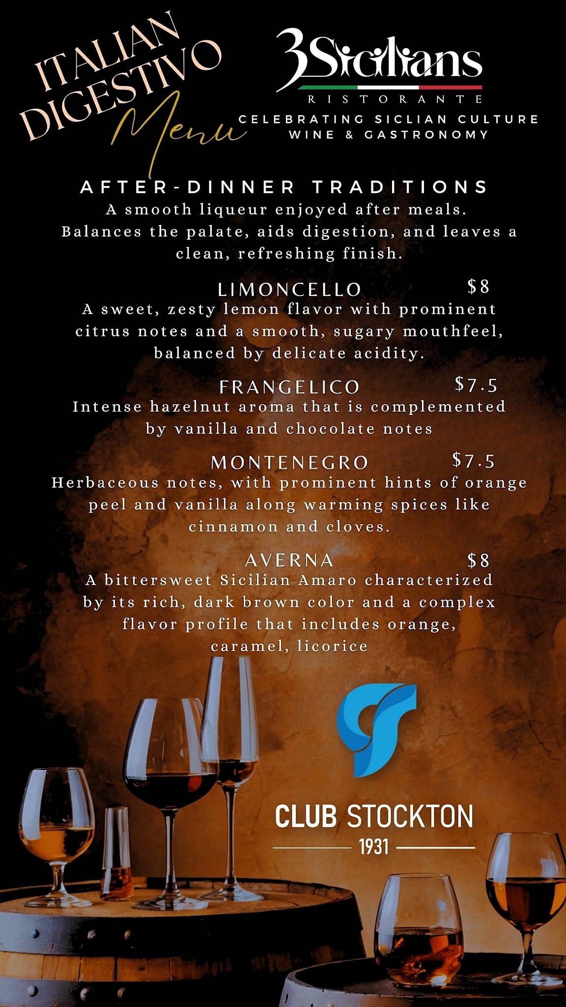 3 Sicilians Ristorante меню