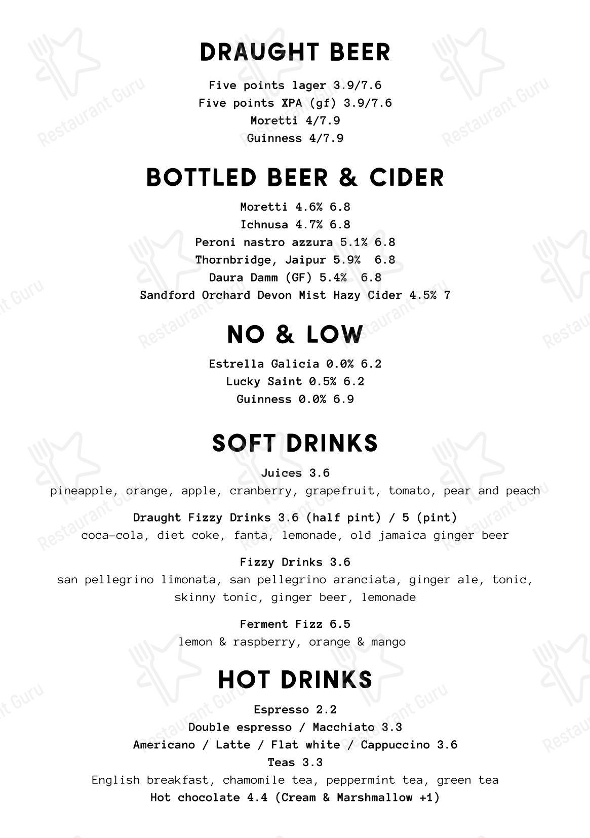 ALFI Bar в Лондоне - Lunch Menu