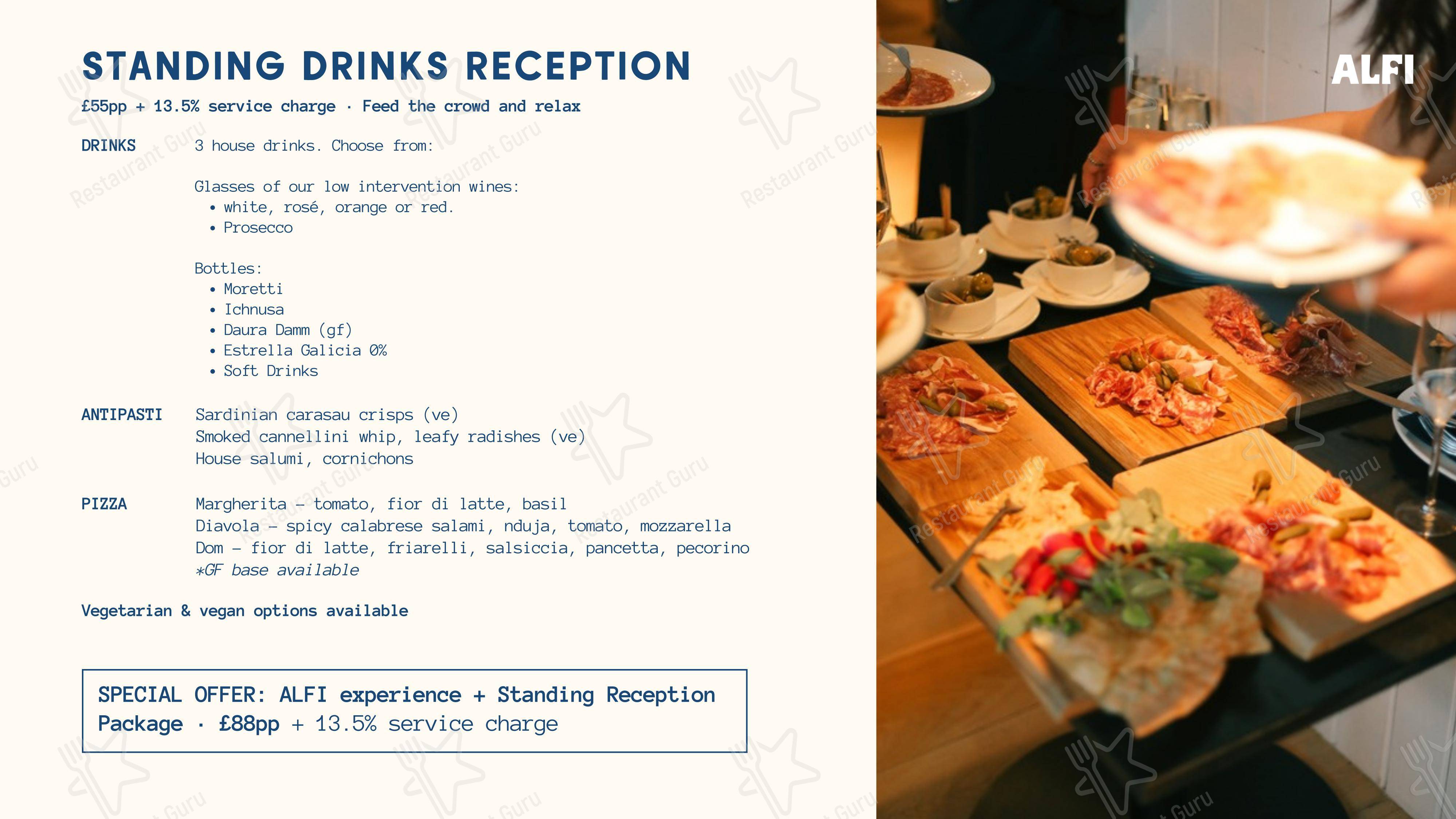 Меню ресторана ALFI Bar - Lunch Menu