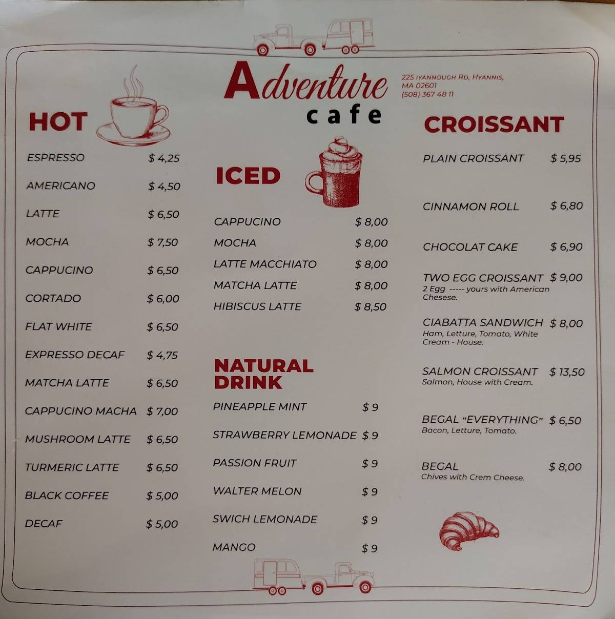 Adventure Cafe меню