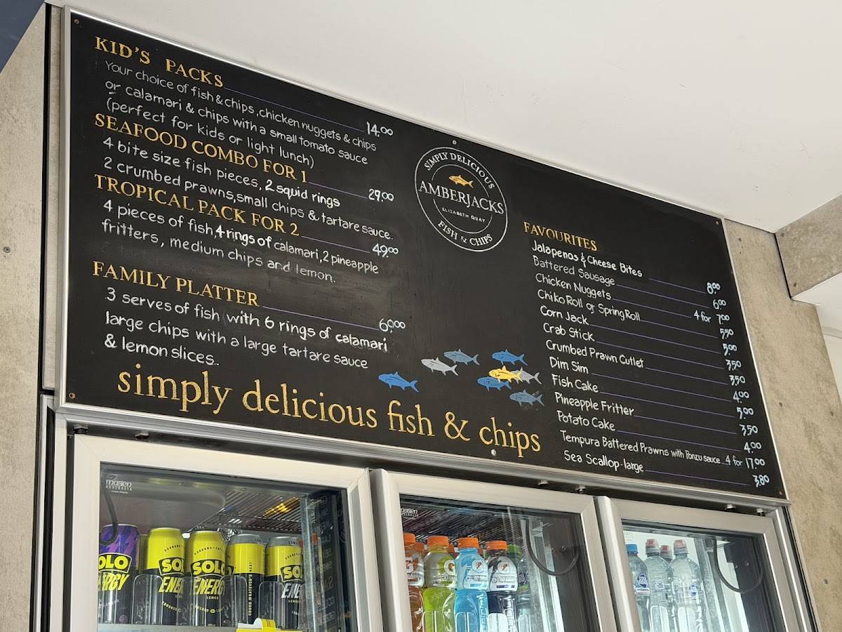 Amberjacks Fish and Chips Cafe, Elizabeth Quay, Perth City меню