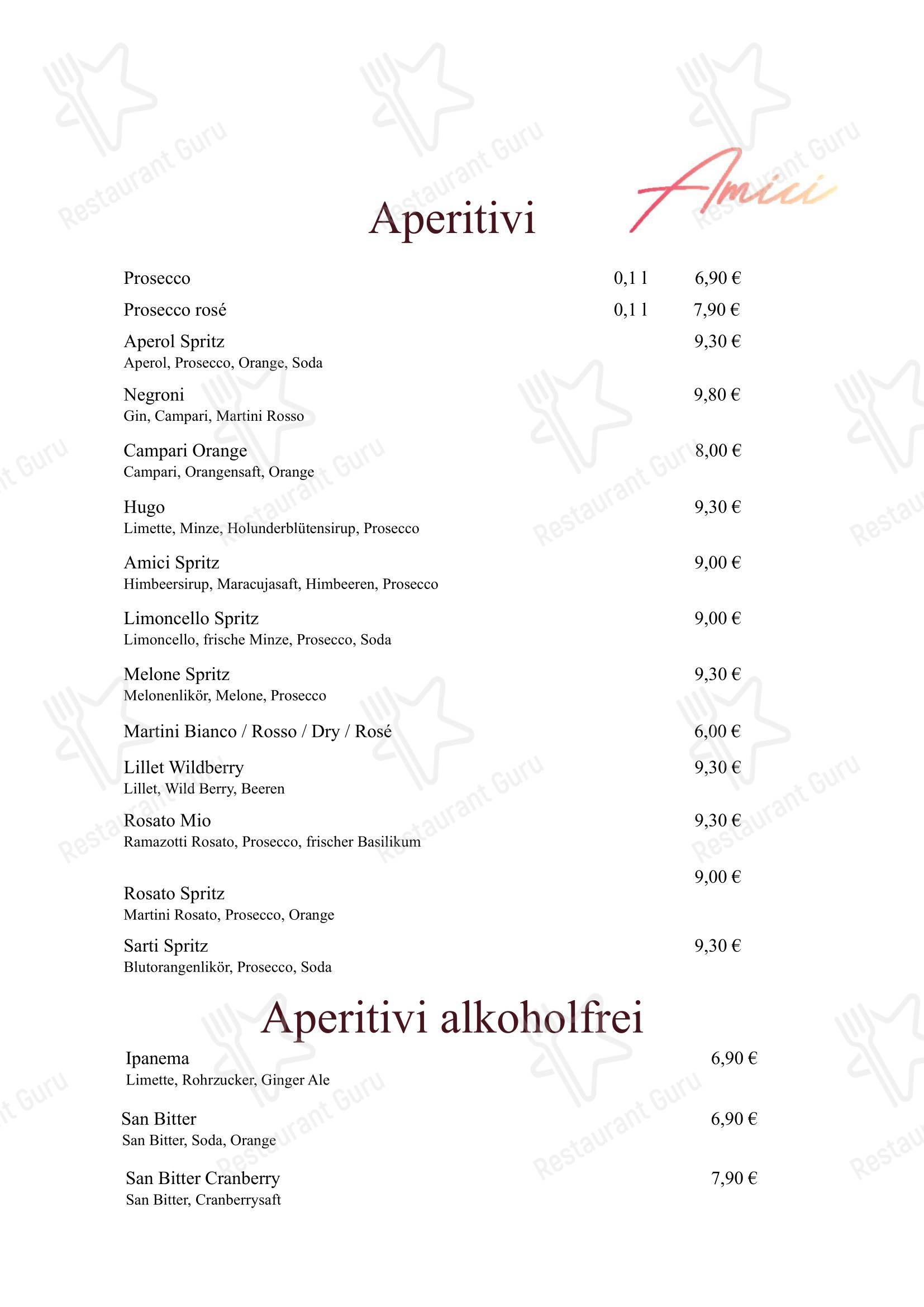 菜单 ресторана Amici в Ростоке