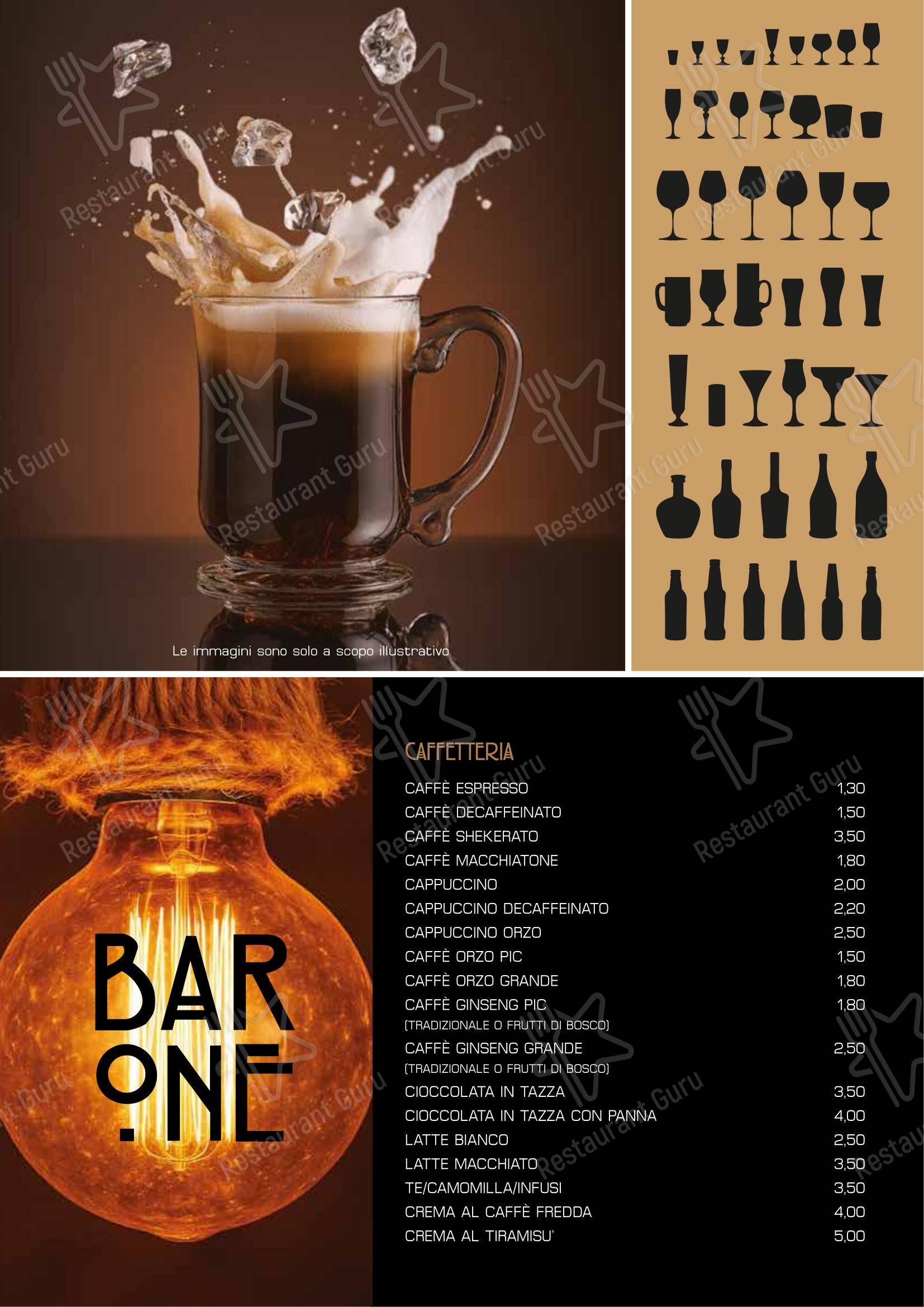 Меню паба и бара Aperitivi / Bar One - Меню
