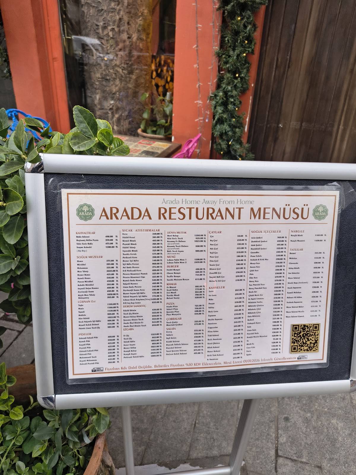 Arada Endülüs Breakfast & Lebanese Cuisine меню