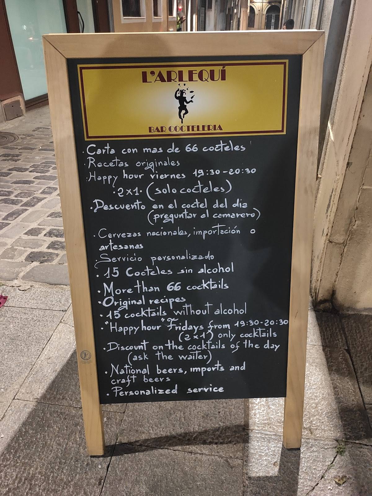 Arlequí Bar Cocteleria меню