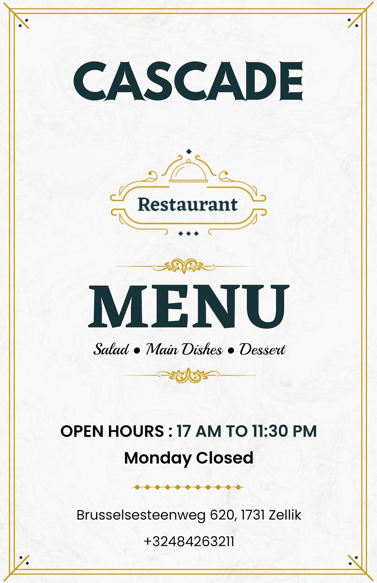 CASCADE Armeens Restaurant меню