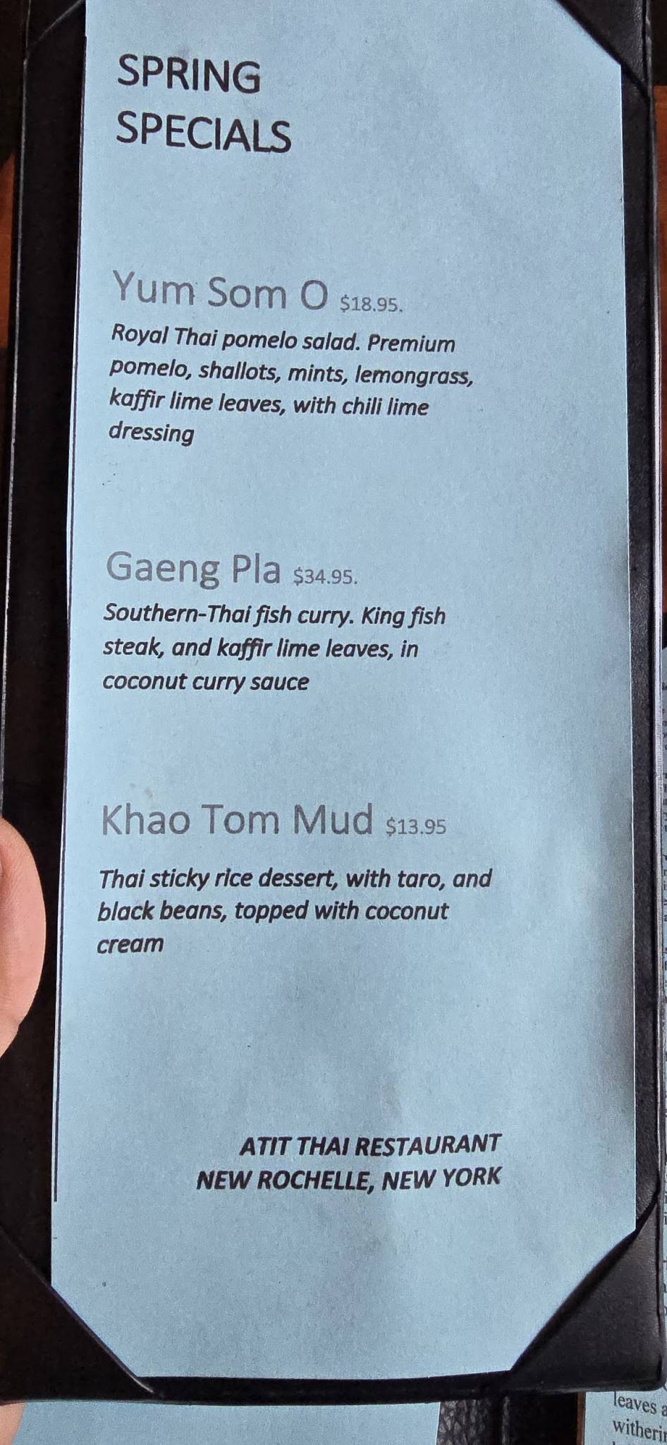 Atit Thai меню