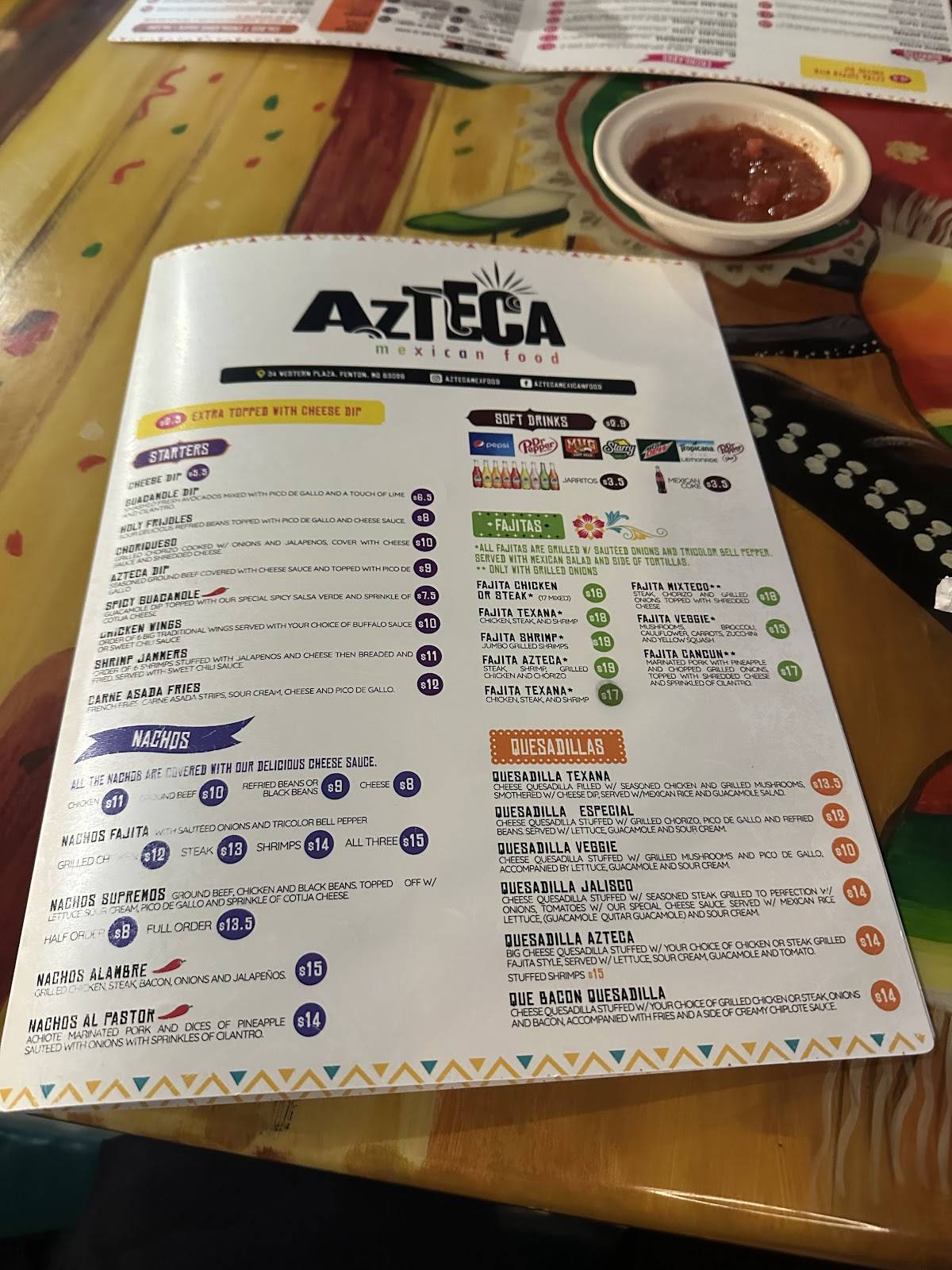 Azteca Mexican Restaurant меню