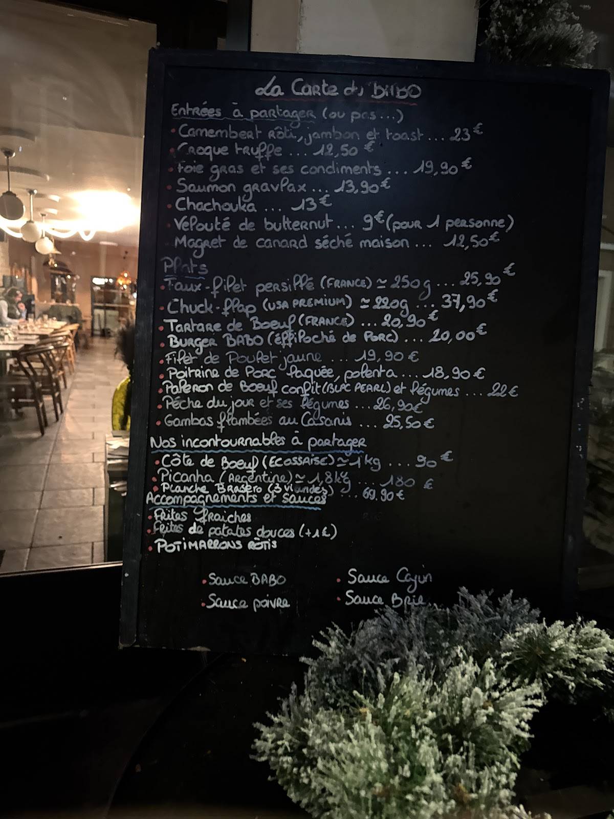 BABO ! - Restaurant Traiteur brasero меню