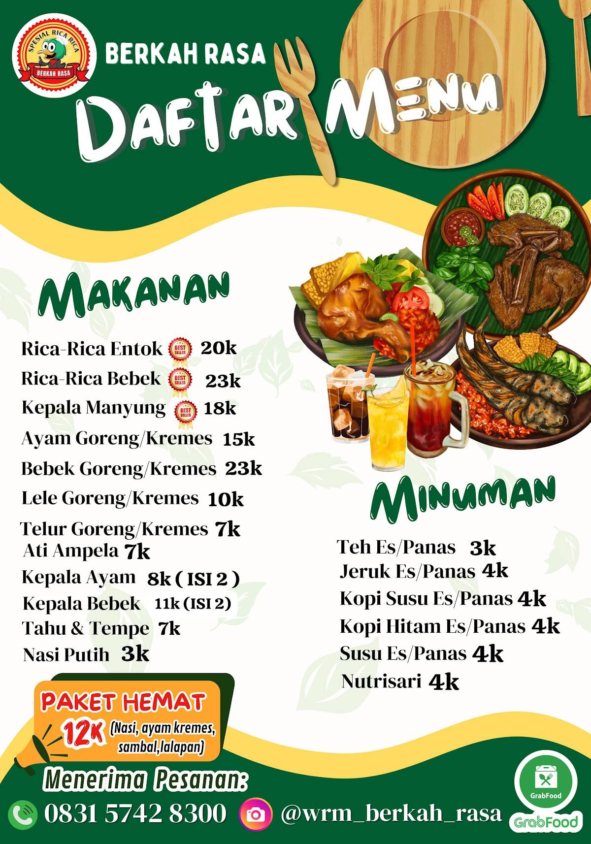 BERKAH RASA (WARUNG MAKAN RICA-RICA) меню