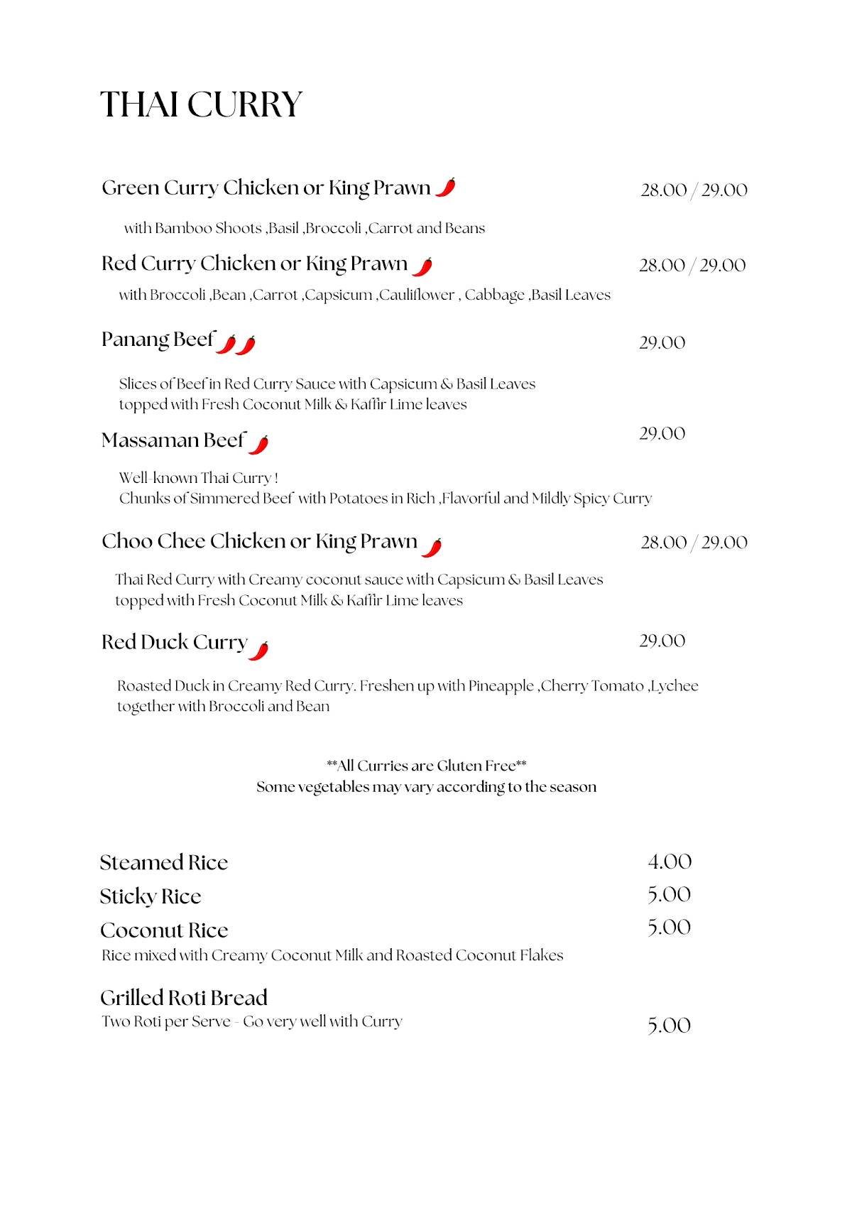 Baan Thai Restaurant меню