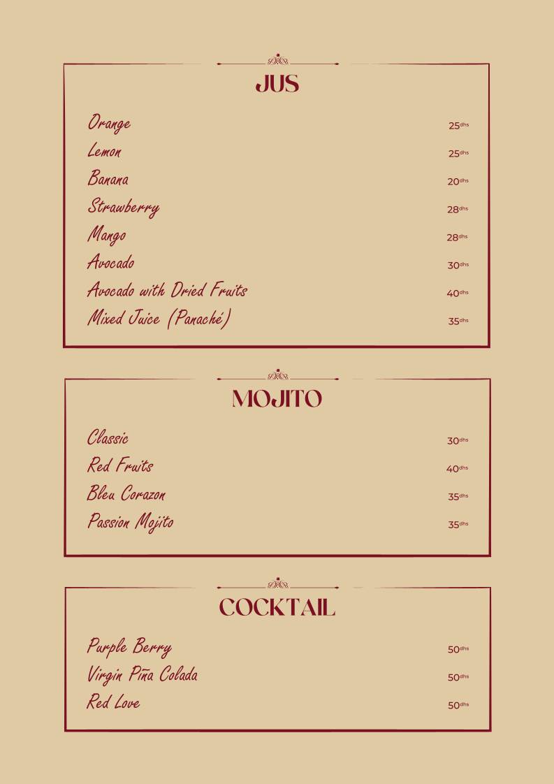 Bacha Rouge Restaurant меню
