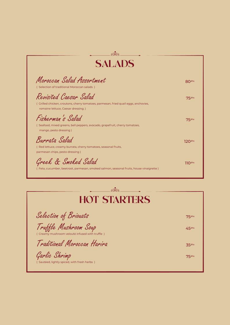 Bacha Rouge Restaurant меню