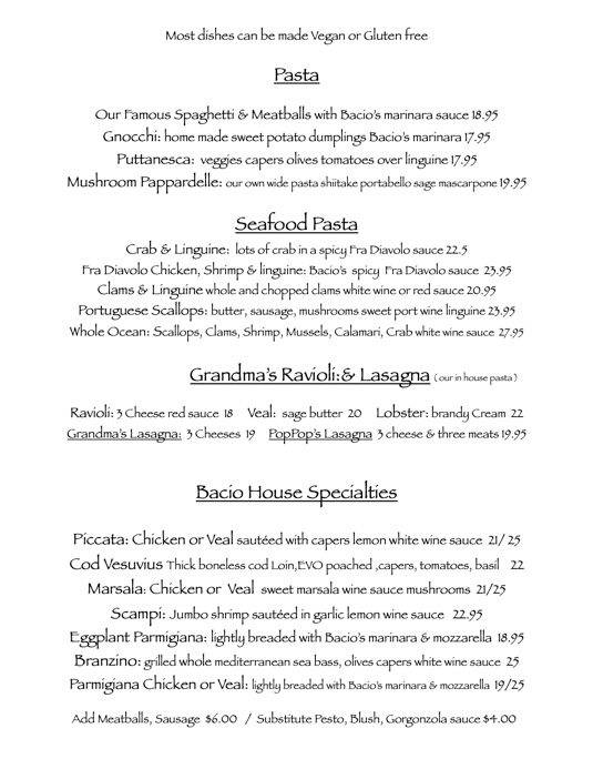 Bacio Italian Cucina меню