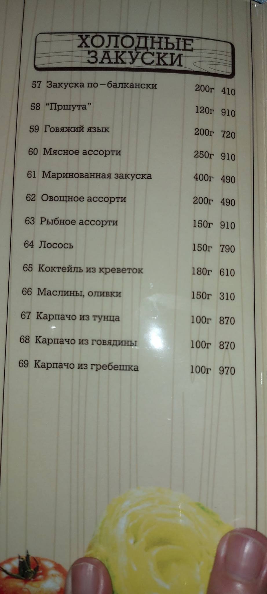 Балкан гриль меню