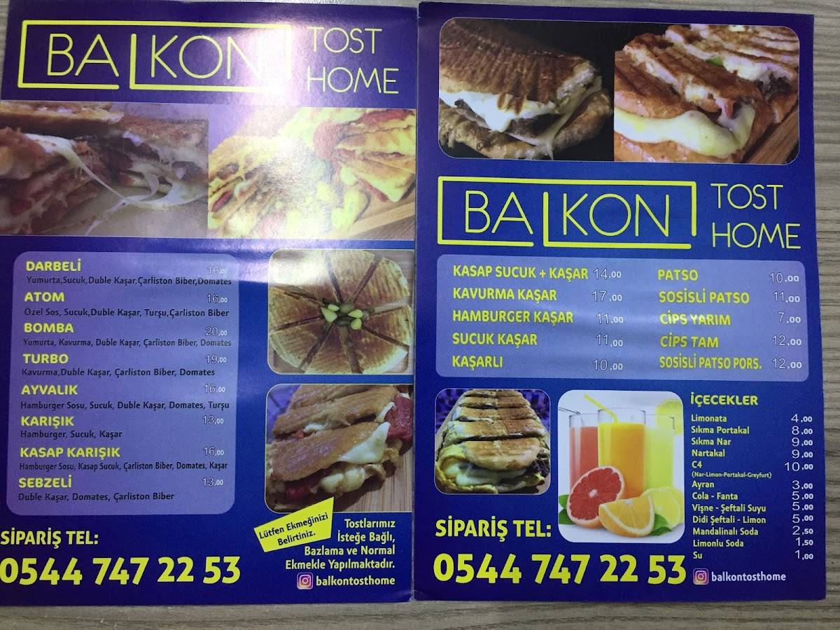 Balkon Tost Home меню