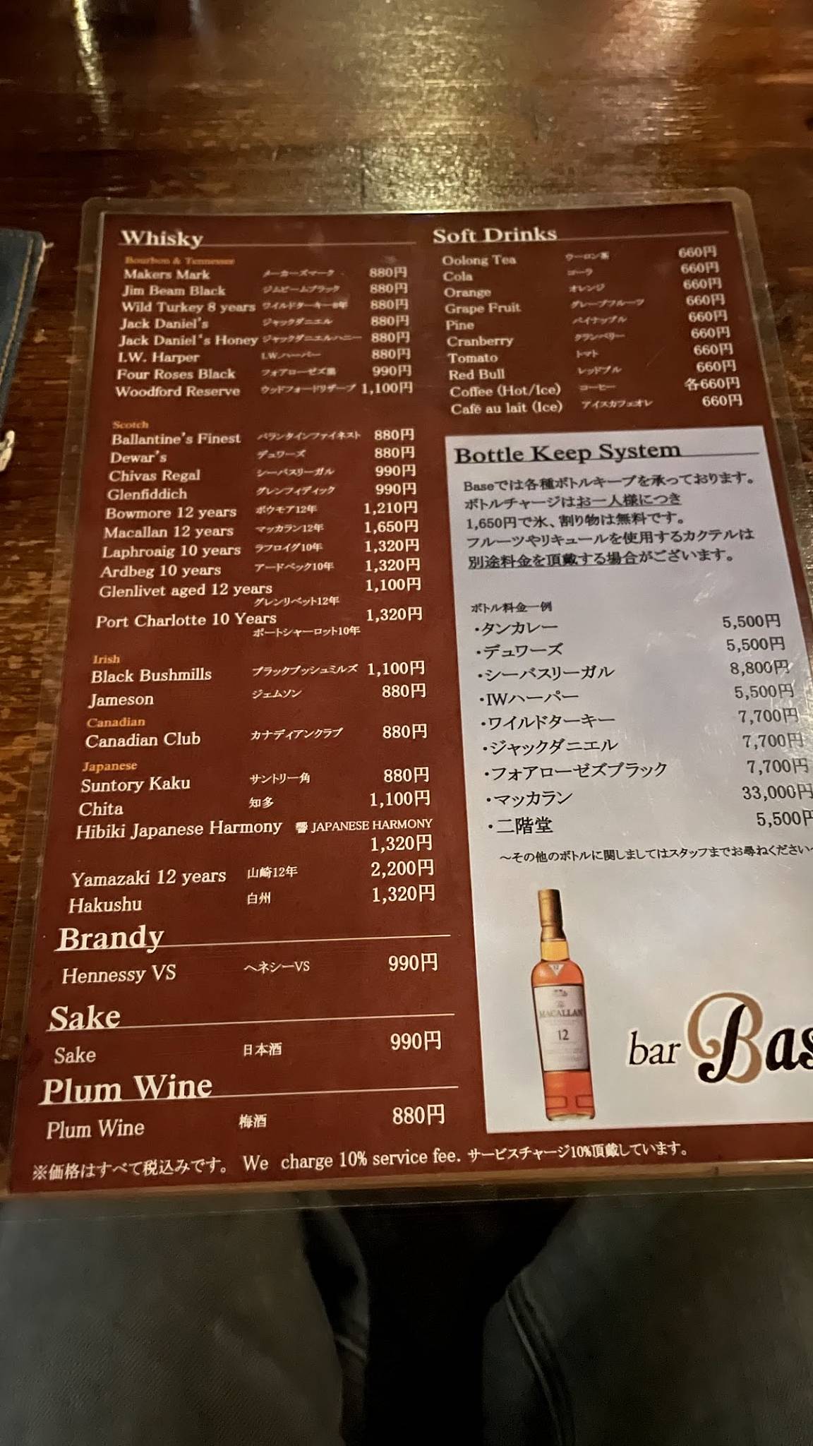 Bar Base меню