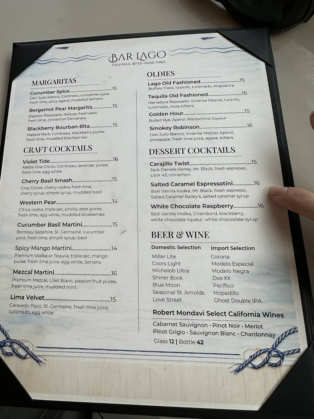 Bar Lago меню