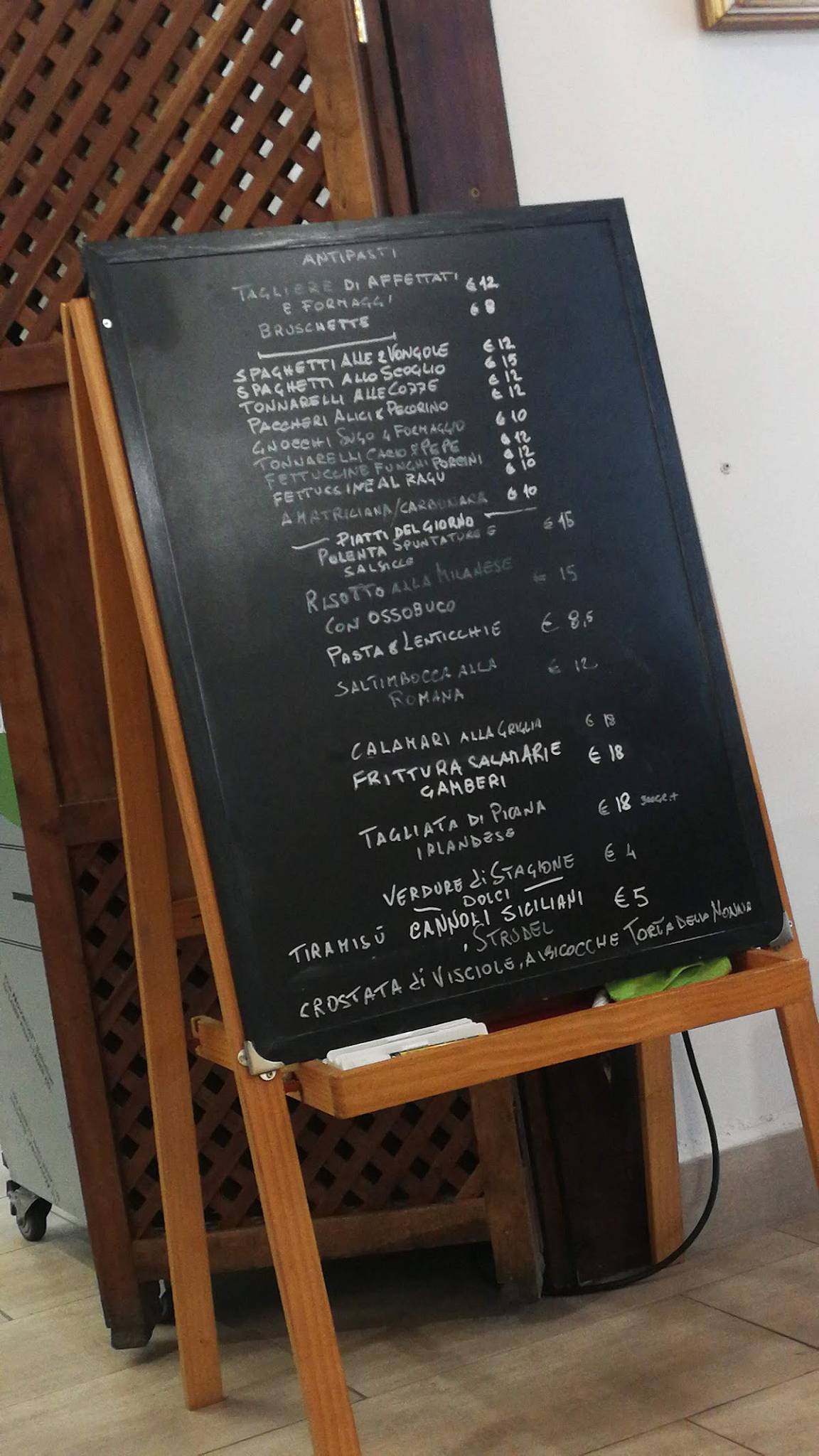 Bar Tomassini меню