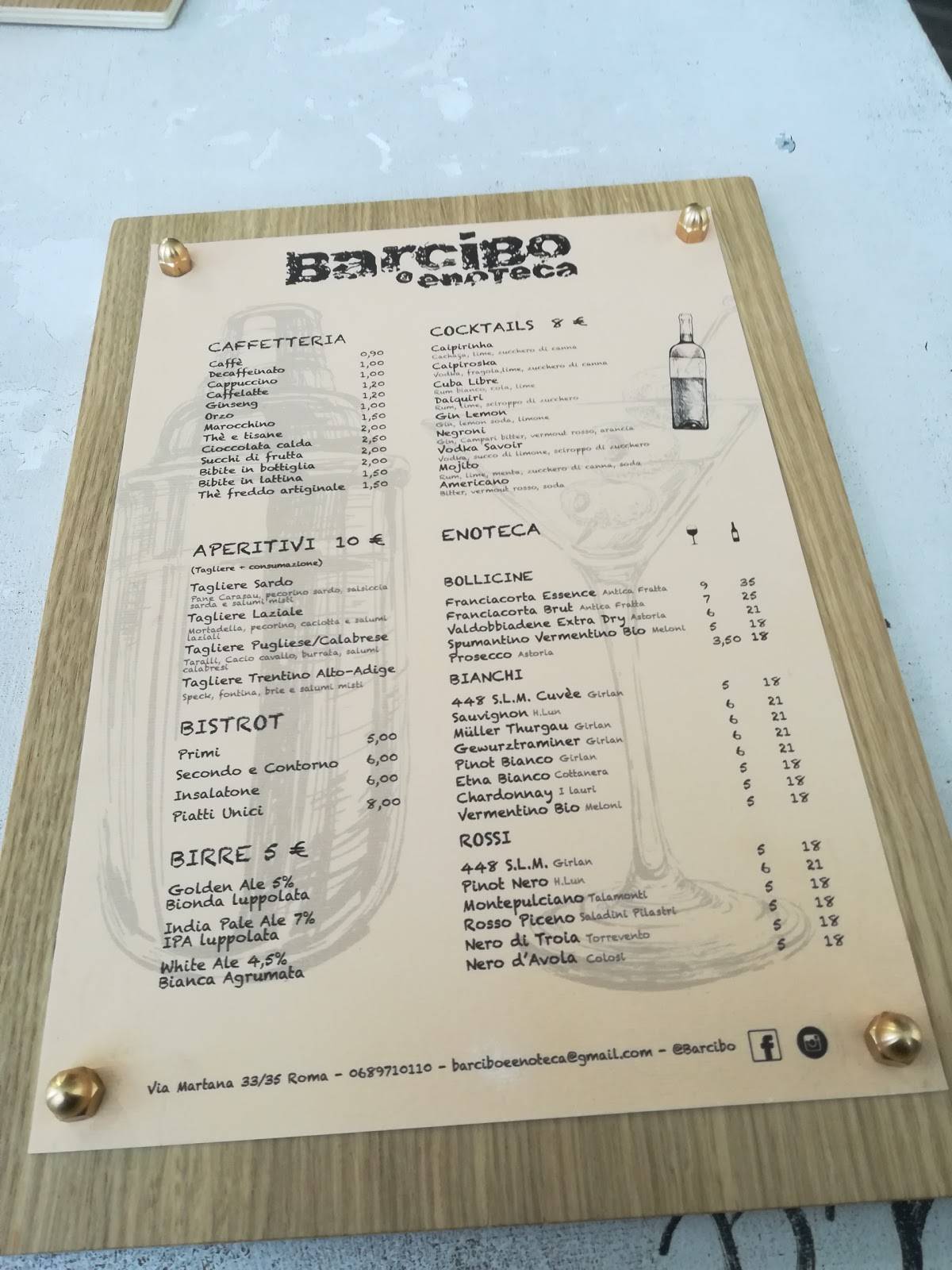 BarCiboeEnoteca меню