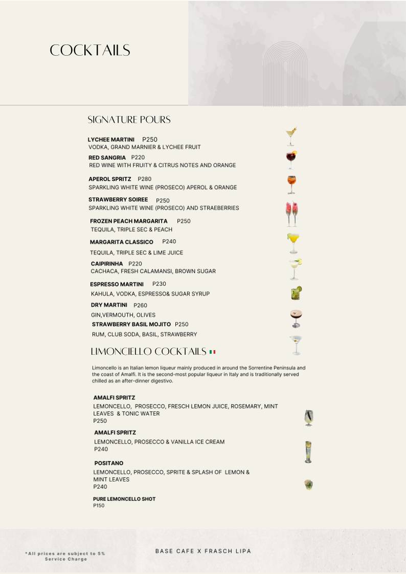 Base Cafe Steakhouse + Bar меню