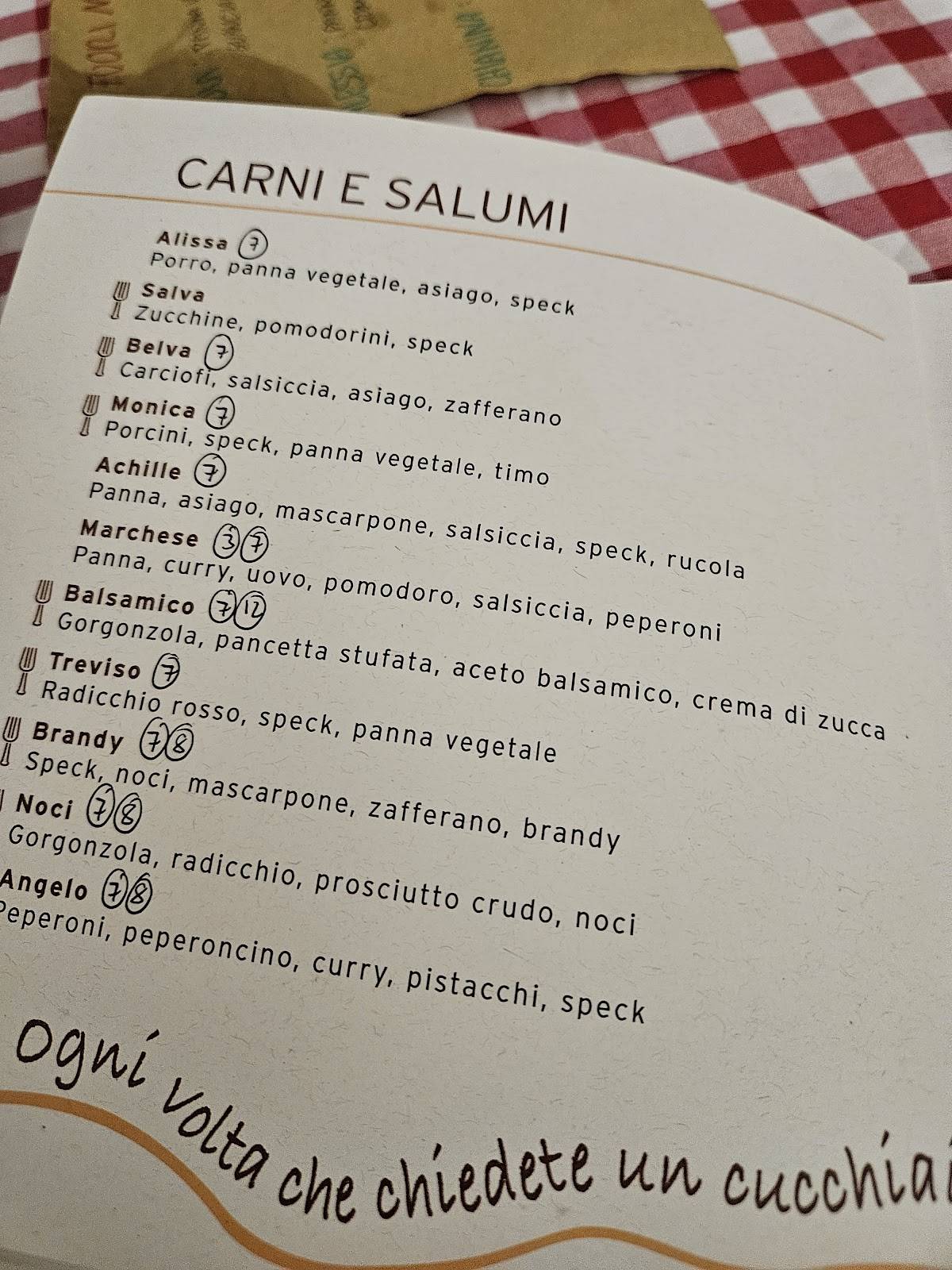 Bigoleria Alla Rocca меню