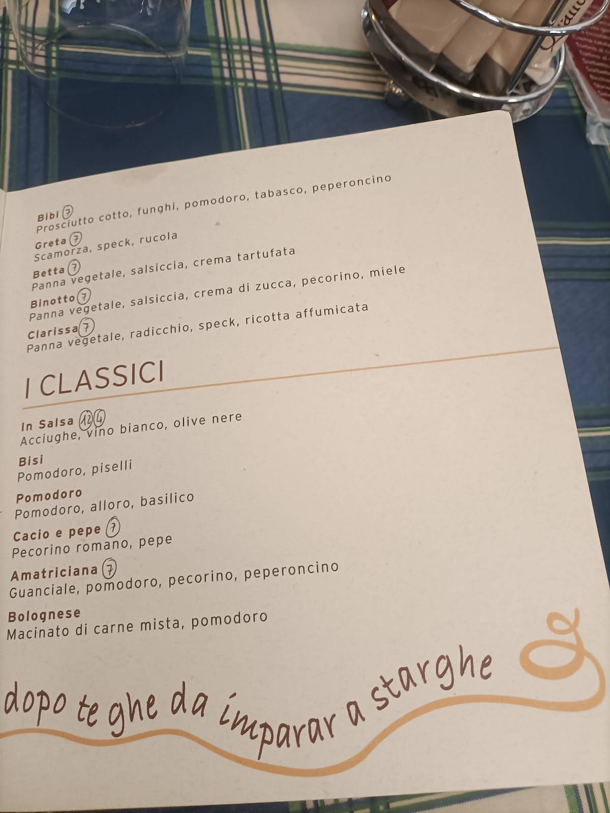 Bigoleria Alla Rocca меню