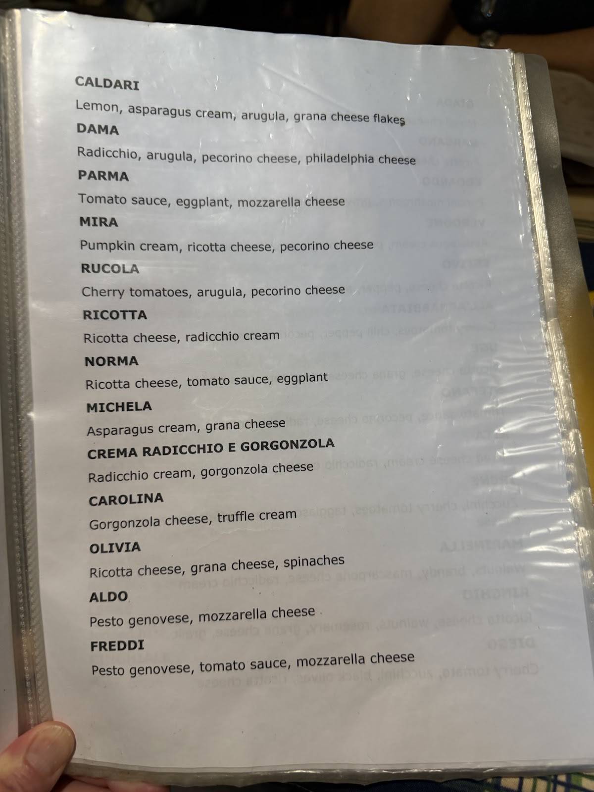 Bigoleria Alla Rocca меню