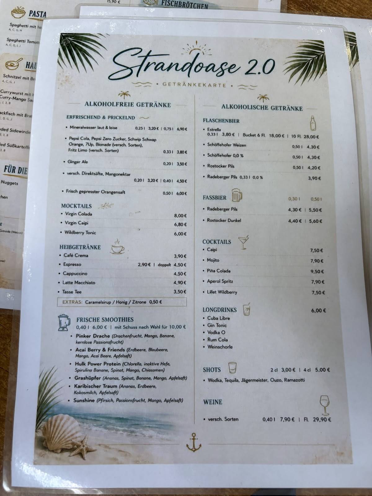 Bistro strandoase меню